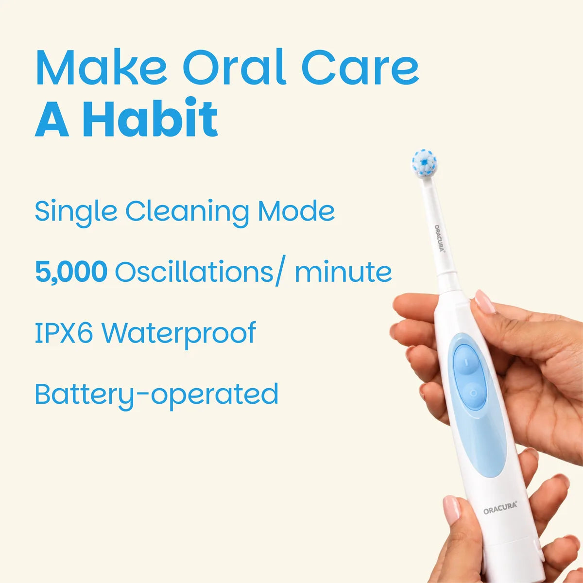OB100 BeginCare Oscillating Battery Operated Electric Toothbrush